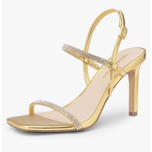 DREAM PAIRS Women Gold Rhinestone Stiletto Heels Square Toe Dress‎ Shoes